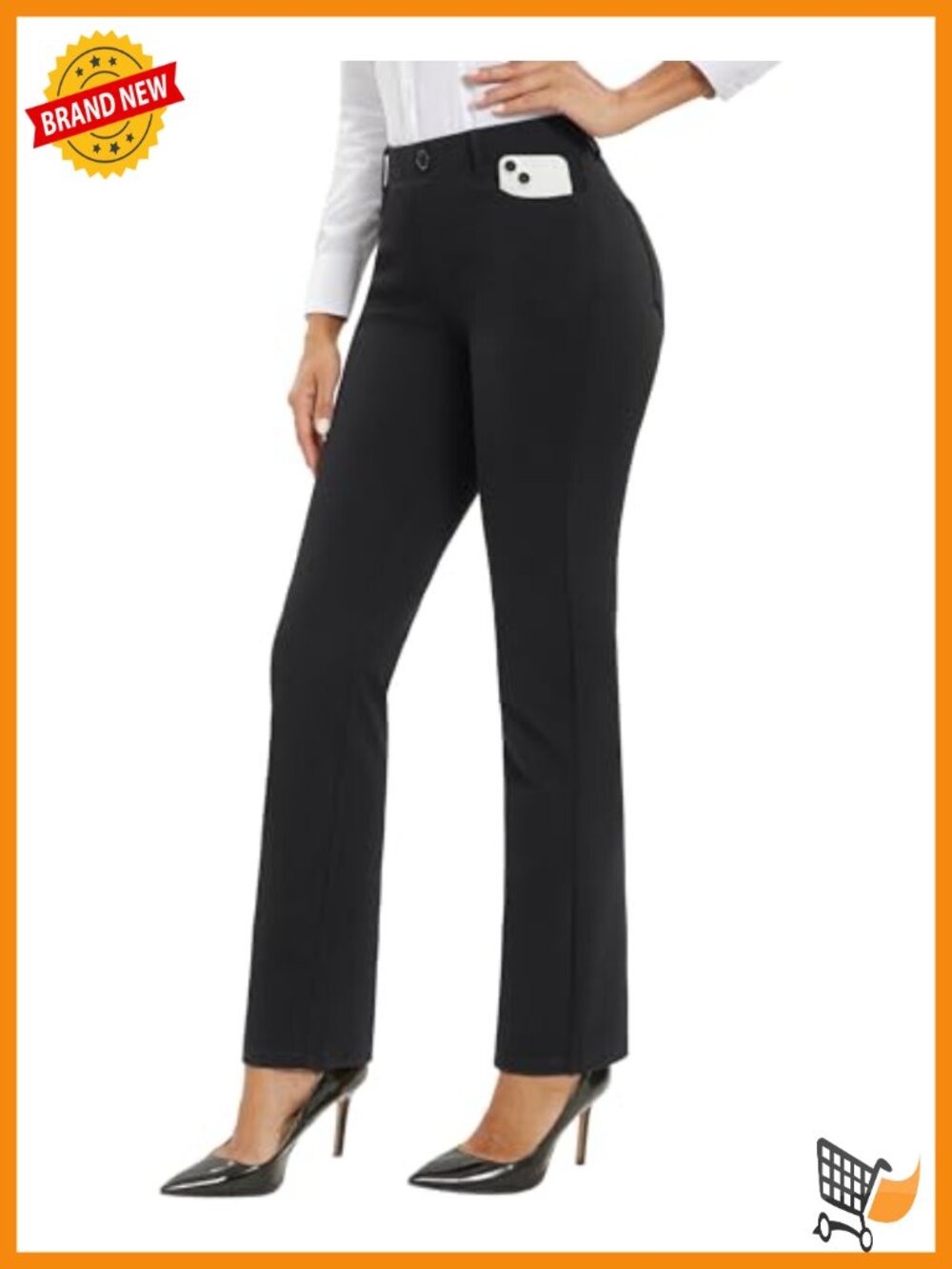 Women's 30 Inch Straight Leg Work Pants Stretch Business Casual
